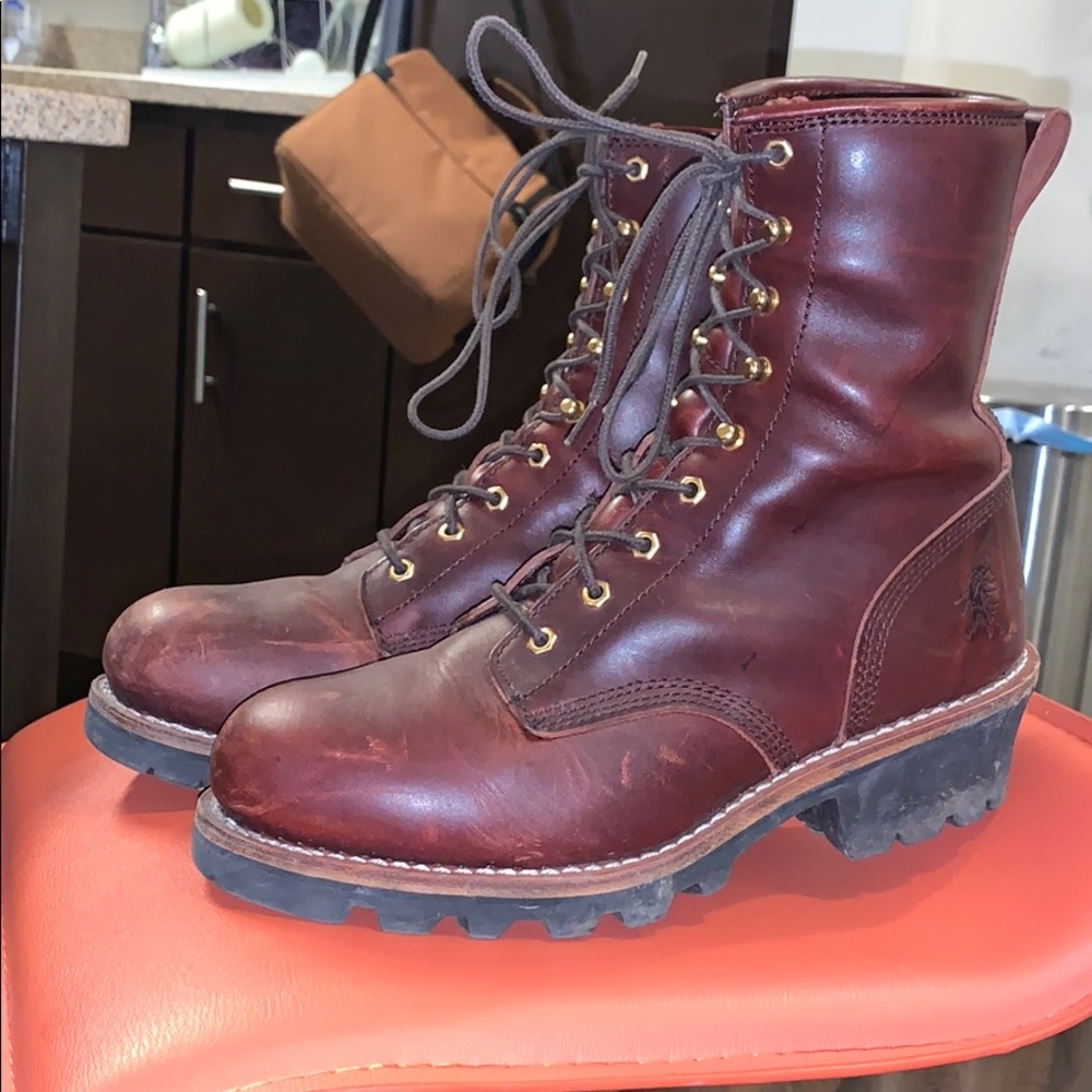 Chippewa steel toe logger boots